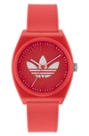 ADIDAS ORIGINALS PROJECT TWO RESIN STRAP WATCH, 38MM
