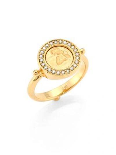 Temple St Clair 18k Yellow Gold Angel Ring With Pave Diamonds