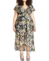 Tanya Taylor Blaire Printed Linen-silk Midi Faux-wrap Dress In Blue