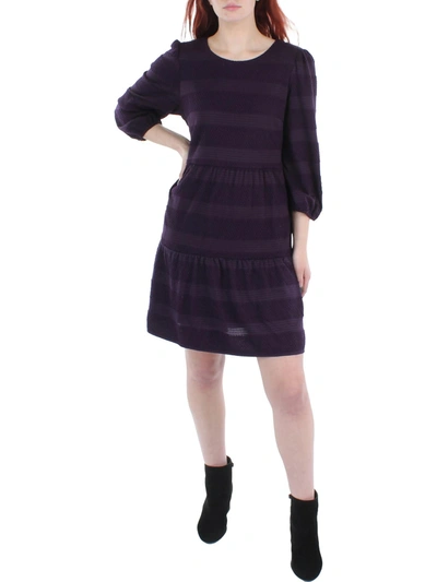 Jessica Howard Petites Womens Striped A-line Mini Dress In Purple