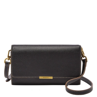 Fossil Women's Jori Leather Wallet Crossbody In Black