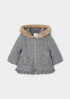 MAYORAL Kids Fur Trim Puffy Coat in Grey