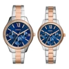 FOSSIL UNISEX HIS AND HERS MULTIFUNCTION, SILVER-TONE ALLOY WATCH SET