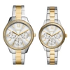 FOSSIL UNISEX HIS AND HERS MULTIFUNCTION, SILVER-TONE ALLOY WATCH SET