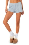 Edikted Stripe Stretch Cotton Shorts In Blue