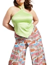 Royalty By Maluma Womens Handkerchief Hem Solid Halter Top In Green