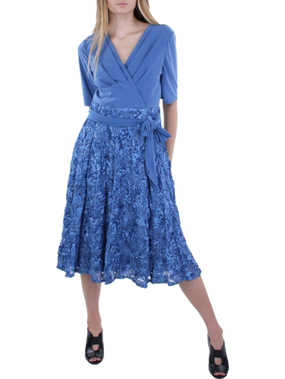 Alex Evenings Embellished Surplice Cocktail Dress In Blue Violet