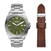 FOSSIL MEN'S PRIVATEER THREE-HAND DATE, STAINLESS STEEL WATCH SET