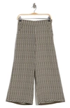Max Studio Pull-on Crop Wide Leg Pants In Olve/ Ivo Speckled Check