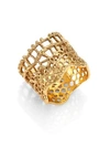 AURELIE BIDERMANN VINTAGE LACE RING/GOLDTONE,400090908397