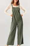 66DISCO CORDUROY POCKETED WIDE LEG OVERALL IN GREEN