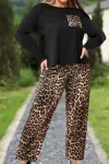 66disco Leopard Top And Pants Set In Black In Black