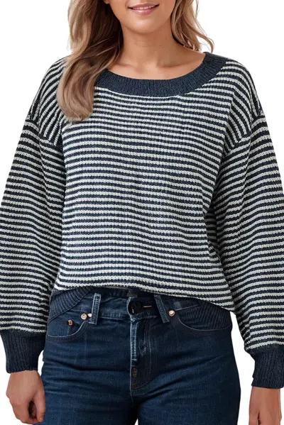 66disco Striped Oversized Sweater In Blue