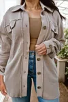 66disco Wavey Textured Button Up - Plus In Brown In Brown
