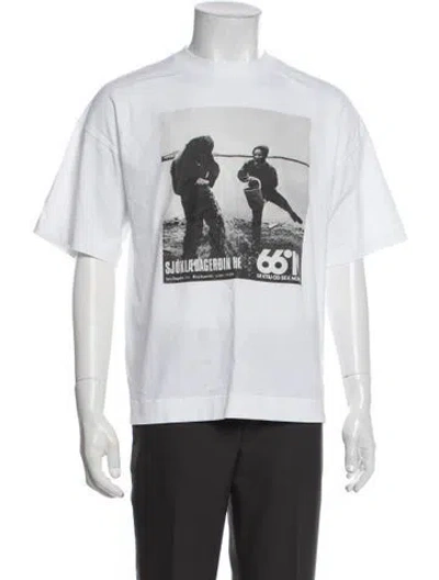 Pre-owned 66°north Graphic Print Crew Neck T-shirt In White