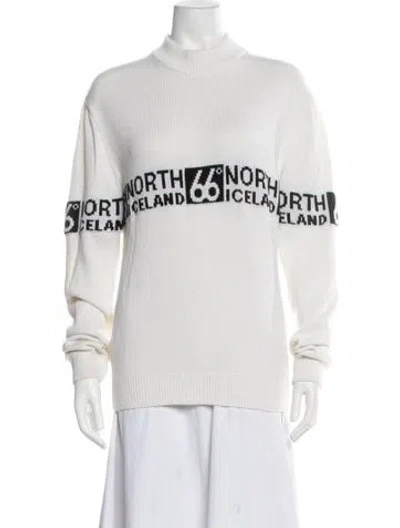 Pre-owned 66°north Wool Graphic Print Sweater In White