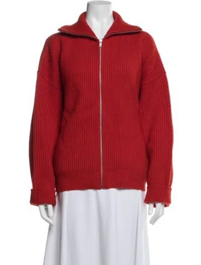 Pre-owned 66°north Wool Open Front Sweater In Red