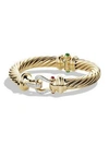 DAVID YURMAN Cable Classics Buckle Bracelet with Emerald, Ruby and Diamonds in 18K Gold
