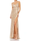 MAC DUGGAL WOMENS METALLIC SEQUIN EVENING DRESS