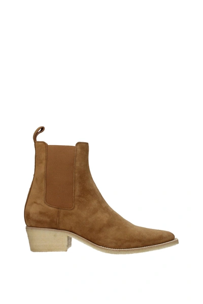 Amiri Chelsea Crepe Suede Ankle Boots In Brown