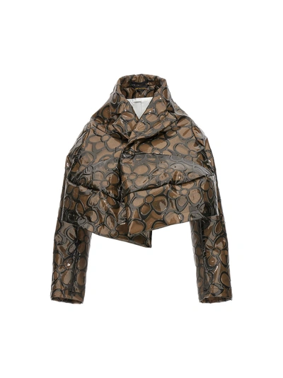 COMME DES GARÇONS FLORAL PVC CROPPED JACKET CASUAL JACKETS, PARKA GRAY