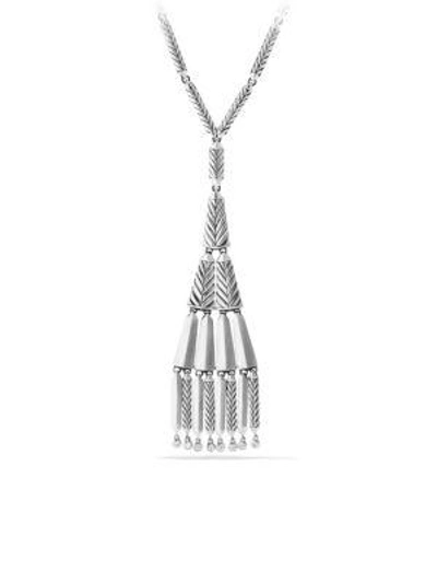 David Yurman Stax Fringe Pendant Necklace With Diamonds In White/silver
