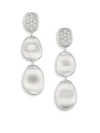 Marco Bicego Lunaria Small Diamond & 18K White Gold Triple Drop Earrings