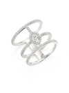 MESSIKA Glam'Azone Three-Row Diamond & 18K White Gold Ring
