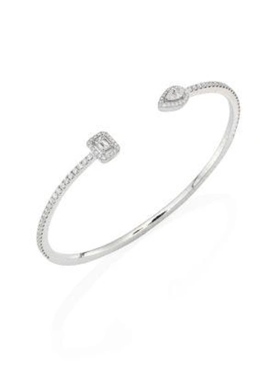 MESSIKA MY TWIN SKINNY TOI & MOI MEDIUM DIAMOND & 18K WHITE GOLD BANGLE,400092776953