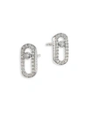Messika Womens White Move Uno 18ct White-gold And Diamond-set Stud Earrings