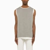 Hed Mayner Sleeveless Lightweight Cotton Crew-neck Sweater In Gray
