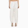 Msgm White Trousers With Drawstring At Bottom In White