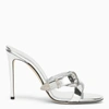 Paris Texas Laminated Leather Regina Mules With Maxi Buckle 10cm In Metal