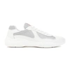 Prada Men's America's Cup Patent Leather Patchwork Sneakers In White