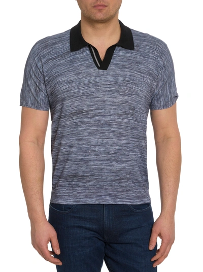 Robert Graham The Static Space Dye Cotton & Linen Polo Sweater In Grey