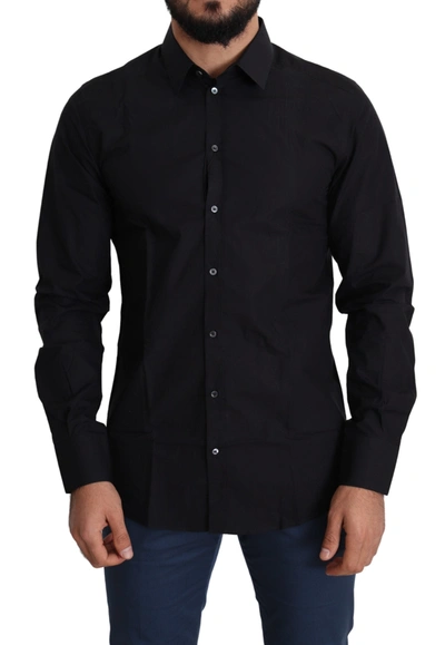 Dolce & Gabbana Sleek Black Cotton Dress Men's Shirt