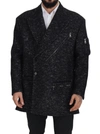 DOLCE & GABBANA DOLCE & GABBANA BLACK WOOL DOUBLE BREASTED COAT MEN MEN'S JACKET