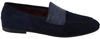 DOLCE & GABBANA DOLCE & GABBANA BLUE SUEDE CAIMAN LOAFERS SLIPPERS MEN'S SHOES