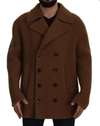 DOLCE & GABBANA DOLCE & GABBANA BROWN NYLON DOUBLE BREASTED COAT MEN'S JACKET