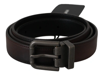 Dolce & Gabbana Solid Brown Leather Grey Buckle Belt