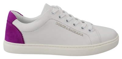 Dolce & Gabbana Leather Logo Shoes In White