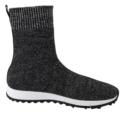 Jimmy Choo Black Silver Lurex Mix Norway Sneakers In Black | Silver