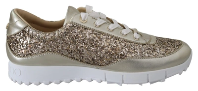 Jimmy Choo Monza Antique Gold Leather Trainers