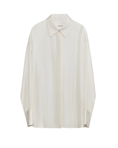 Gia Studios Neutral Sheer Silk Shirt In White
