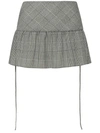 Alessandra Rich Prince Of Wales Low Wool Mini Skirt In Black