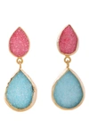 Saachi 18k Plated Agate Druzy Drop Earrings In Multi