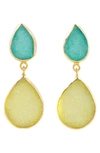 Saachi 18k Plated Agate Druzy Drop Earrings In Turquoise