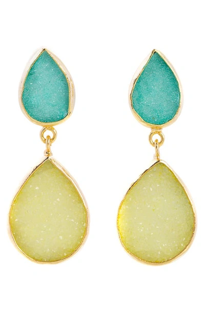 Saachi 18k Plated Agate Druzy Drop Earrings In Turquoise