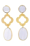 Saachi Quatrefoil Stone Drop Earrings In Light Blue