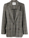 Isabel Marant Étoile Checked Wool Single Breasted Blazer In Beige